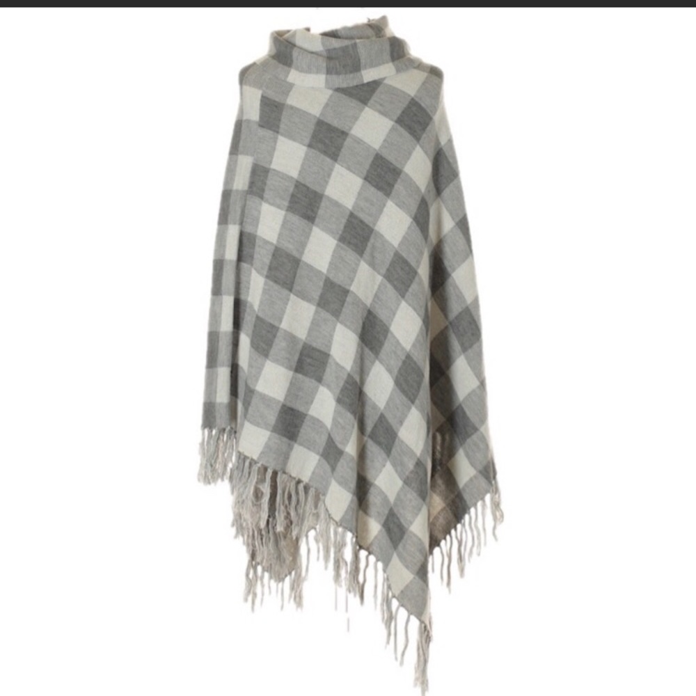 The Limited Gray checked poncho